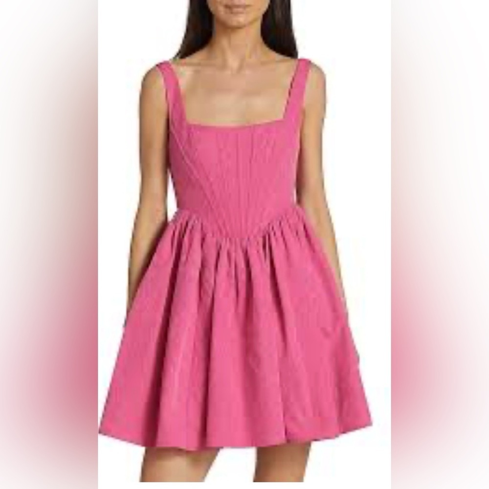 NWT STAUD Landscape Corset Mini Dress in Lollipop Pink Size 4